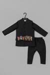 Buy_Little Brats_Black Cotton, Silk Embroidery Palki Kurta Set _at_Aza_Fashions