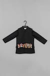Shop_Little Brats_Black Cotton, Silk Embroidery Palki Kurta Set 