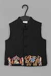 Buy_Little Brats_Black Cotton, Silk Embroidery Palki Kurta Set _Online