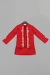 Shop_Little Brats_Maroon Cotton, Silk Embroidery Kurta Set With Monkey _Online_at_Aza_Fashions