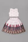 Shop_Little Brats_Pink Muslin Embroidery, Tassels Zari Angrakha Blouse And Lehenga Set _at_Aza_Fashions