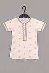 Buy_Little Brats_Pink Muslin Zari, Lace Powder Embroidered Kurta And Sharara Set _Online_at_Aza_Fashions