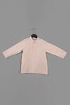 Little Brats_Pink Cotton, Silk, Muslin Zari, Embroidery Powder Kurta Set _Online_at_Aza_Fashions