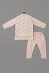 Shop_Little Brats_Pink Cotton, Silk, Muslin Zari, Embroidery Powder Kurta Set _at_Aza_Fashions