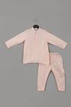 Shop_Little Brats_Pink Cotton, Silk, Muslin Zari, Embroidery Powder Kurta Set _Online_at_Aza_Fashions