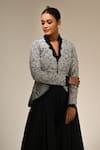 Shop_Couture By Niharika_White Organza Embroidery Round Neck Designer Jacket And Pant Set _Online_at_Aza_Fashions
