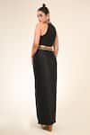 Shop_Couture By Niharika_Black Satin, Georgette, Viscose Beads, Sequins High Designer Blouse And Skirt Set _at_Aza_Fashions