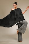 Buy_Couture By Niharika_Black Satin, Organza Embroidery Round Neck And Kaftan Pant Set _at_Aza_Fashions