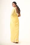 Shop_Couture By Niharika_Yellow Organza, Chiffon Lace Round Neck Designer Saree Set _at_Aza_Fashions