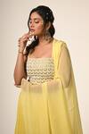 Couture By Niharika_Yellow Organza, Georgette, Viscose Beads, Embroidery Designer Dupatta Set _Online_at_Aza_Fashions