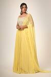 Buy_Couture By Niharika_Yellow Organza, Georgette, Viscose Beads, Embroidery Designer Dupatta Set _at_Aza_Fashions