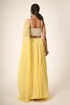Shop_Couture By Niharika_Yellow Organza, Georgette, Viscose Beads, Embroidery Designer Dupatta Set _at_Aza_Fashions