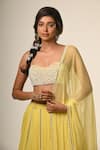 Couture By Niharika_Yellow Organza, Georgette, Viscose Beads, Embroidery Round Neck And Set _Online_at_Aza_Fashions