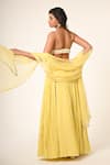 Shop_Couture By Niharika_Yellow Organza, Georgette, Viscose Beads, Embroidery Round Neck And Set _at_Aza_Fashions