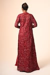 Shop_Couture By Niharika_Red Organza, Net Embroidery, Cut Work Round Neck And Jacket Skirt Set _at_Aza_Fashions