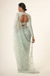 Shop_Couture By Niharika_Blue Organza, , Viscose Powder Designer Saree And Blouse Set _at_Aza_Fashions