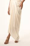 Couture By Niharika_Ivory Organza, Satin Embroidery Round Neck Cape Set _Online_at_Aza_Fashions
