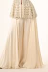 Buy_Couture By Niharika_Ivory Organza Embroidery V-neck Peplum Top And Pant Set _Online_at_Aza_Fashions