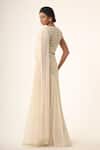 Shop_Couture By Niharika_Ivory Viscose, Georgette, Net, Organza Designer Pre-draped Lehenga Saree _at_Aza_Fashions