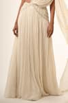 Couture By Niharika_Ivory Viscose, Georgette, Net, Organza Designer Pre-draped Lehenga Saree _Online_at_Aza_Fashions