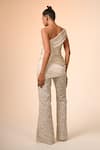 Shop_Couture By Niharika_Ivory Satin, Organza Lace, Embroidery One Designer Bodycon Top And Pant Set _at_Aza_Fashions