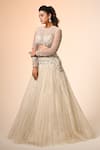 Buy_Couture By Niharika_Ivory Net Embroidery, Sequins Round Neck Designer Lehenga Set _at_Aza_Fashions