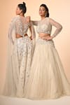 Shop_Couture By Niharika_Ivory Net Embroidery, Sequins Round Neck Designer Lehenga Set _Online_at_Aza_Fashions