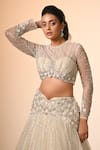 Buy_Couture By Niharika_Ivory Net Embroidery, Sequins Round Neck Designer Lehenga Set 