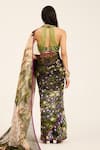 Shop_Ruhr India_Green Crepe, Organza Sequins Halter , Round Mayuri Hand Work Saree Set _at_Aza_Fashions