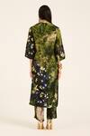 Shop_Ruhr India_Green Silk Beads V-neck Meera Designer Kurta Set _at_Aza_Fashions