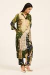 Buy_Ruhr India_Green Silk Beads V-neck Meera Designer Kurta Set _at_Aza_Fashions