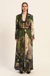 Ruhr India_Green Satin Beads Multi Color Cropped Blazer And Dhoti Pant Set _at_Aza_Fashions