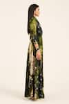 Ruhr India_Green Silk Collared Meera Multi Color Designer Dress _Online_at_Aza_Fashions