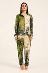 Ruhr India_Multi Color Cotton Satin Collared Floral Print Meera Coord Set _at_Aza_Fashions