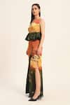 Shop_Ruhr India_Orange Satin Round Neck Multi Color Designer Abira Dress _Online_at_Aza_Fashions