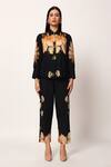 Ruhr India_Black Cotton Collared Floral Print Yuri Coord Set _Online_at_Aza_Fashions