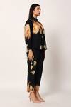 Shop_Ruhr India_Black Cotton Collared Floral Print Yuri Coord Set _Online_at_Aza_Fashions