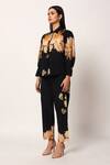 Ruhr India_Black Cotton Collared Floral Print Yuri Coord Set _at_Aza_Fashions