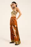 Ruhr India_Rust Silk Embroidery Orange Misora Pants _Online_at_Aza_Fashions