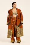 Buy_Ruhr India_Rust Silk Embroidery Orange Misora Pants _at_Aza_Fashions