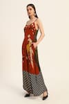 Buy_Ruhr India_Rust Crepe Scoop Neck Orange Kavya Jumpsuit _Online_at_Aza_Fashions