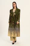 Ruhr India_Green Silk Miko Designer Overcoat _Online_at_Aza_Fashions