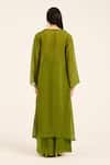 Shop_Ruhr India_Green Organza, Satin Embroidery V-neck Anaya Kurta Set _at_Aza_Fashions