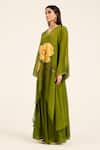 Buy_Ruhr India_Green Organza, Satin Embroidery V-neck Anaya Kurta Set _Online_at_Aza_Fashions