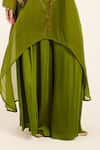 Ruhr India_Green Organza, Satin Embroidery V-neck Anaya Kurta Set _at_Aza_Fashions