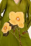 Buy_Ruhr India_Green Organza, Satin Embroidery V-neck Anaya Kurta Set 