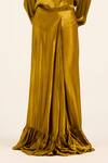 Buy_Ruhr India_Yellow Satin, Chiffon Embroidery Collared Ochre Hand Shirt And Skirt _Online_at_Aza_Fashions
