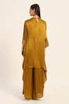Shop_Ruhr India_Yellow Satin, Chiffon Embroidery Round Neck Kiara Kurta Set _at_Aza_Fashions