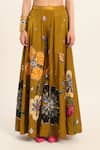 Ruhr India_Yellow Satin, Chiffon Embroidery Round Neck Ochre Inaya Sharara Set _at_Aza_Fashions