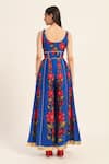 Shop_Ruhr India_Blue Silk Embroidery V-neck Naomi Jumpsuit _at_Aza_Fashions